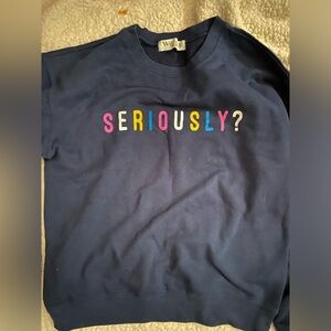 Dark blue seriously wound up crew neck shirt size L 11-13